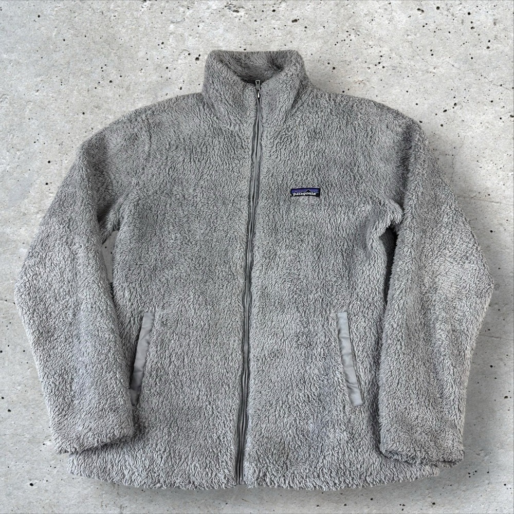 Patagonia Los Gatos Full Zip Sherpa Fleece Jacket Gray Womens Size M Fuzzy